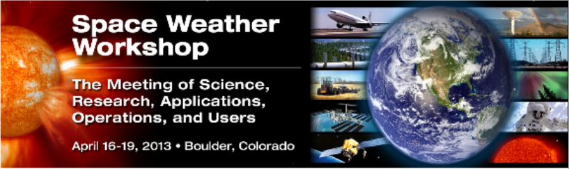 A banner graphic for the 2013 Space Weather Workshop.