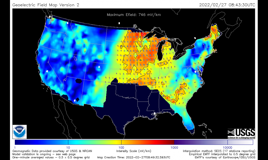 Geoelectric Field Map Update To 3D Empirical Conductivity Model | NOAA ...